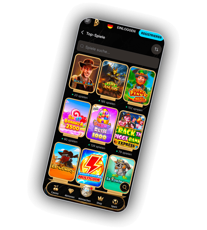 Spielauswahl von Betmica Casino mit Automatenregalen und Studiofiltern